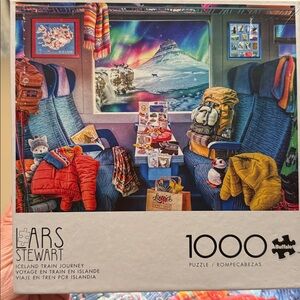 Lars Stewart Iceland Train Journey 1000-Piece Puzzle.  Complete.  Buffalo brand.